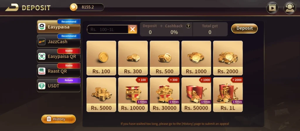 Royalx777 download account balance system add funds EasyPaisa JazzCash Bank USDT guide