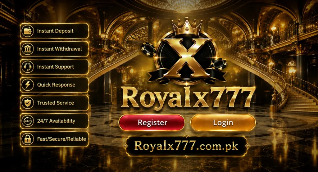 Royalx777 gaming interface showing slots casino games and sports betting on Android APK