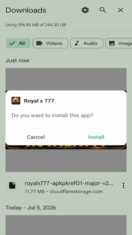 Royalx777 download apk deposit screen 2026
